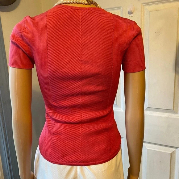 Ann Taylor Silk Nylon Blend Knit V Neck Pink Casual Stretch Blouse Women Size S - Picture 5 of 6